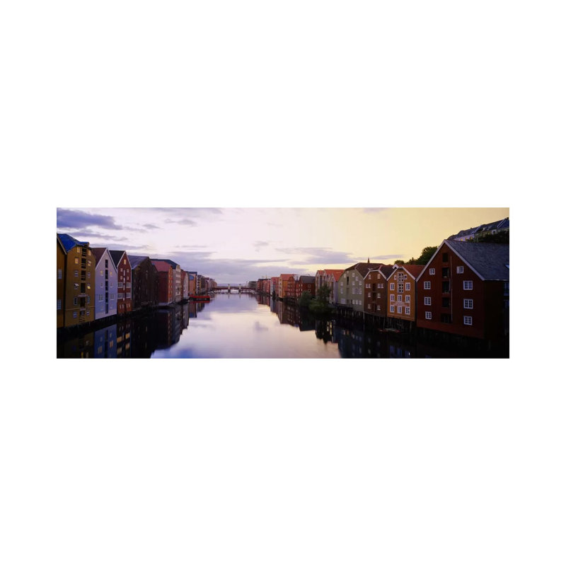 Riverfront Architecture, Trondheim, Sor-Trondelag, Norway - Wrapped Canvas Panoramic Print