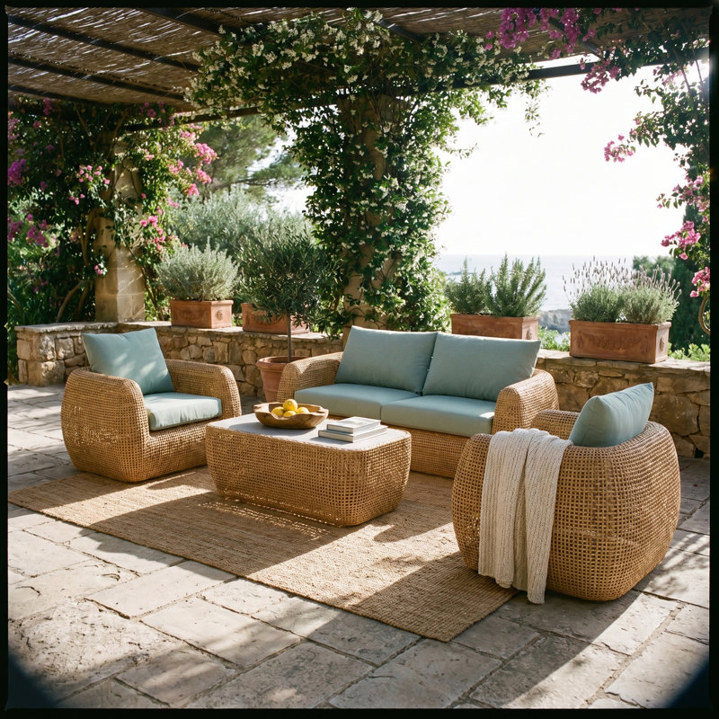 Sydney 4-Piece Sunbrella® Outdoor Patio Seating Set - Canvas Spa, Canvas Spa