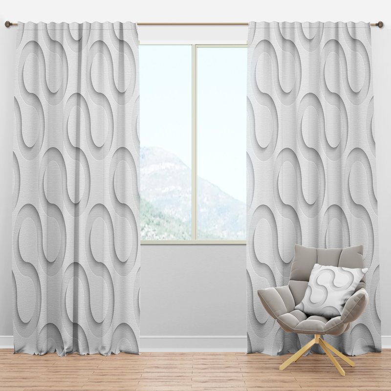 Panneau de rideau simple semi-diaphane avec passe-tringle Scandinavian Wave, l 52 po x L 90 po