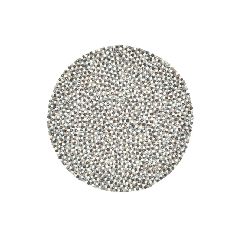 Lauge Hand Felted Wool Beige Rug, Round 120cm