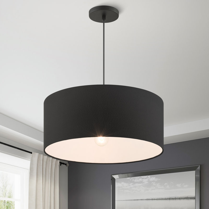 Swarey 3-Light Dimmable Drum Pendant, Matte Black, Black