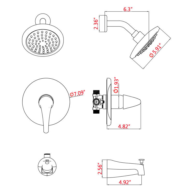 Pressure-Balanced (Temperature Control Only) All-In-One Kit