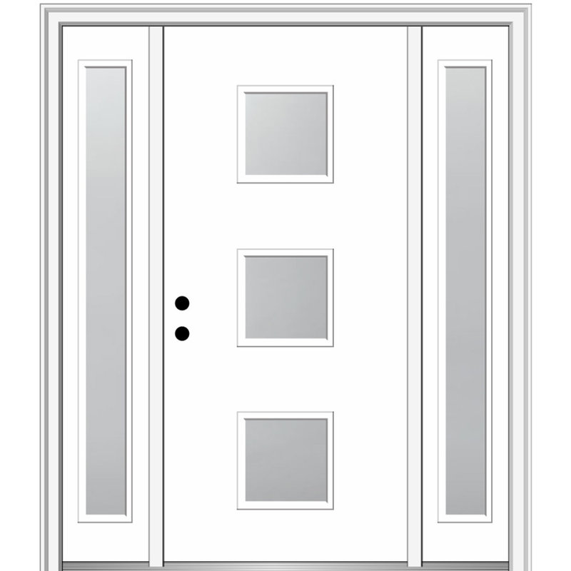 81.75'' Glass Fiberglass Front Entry Doors, Right Hand/Inswing, 81.75" H x 68.5" W x 6.563" D, Frosted
