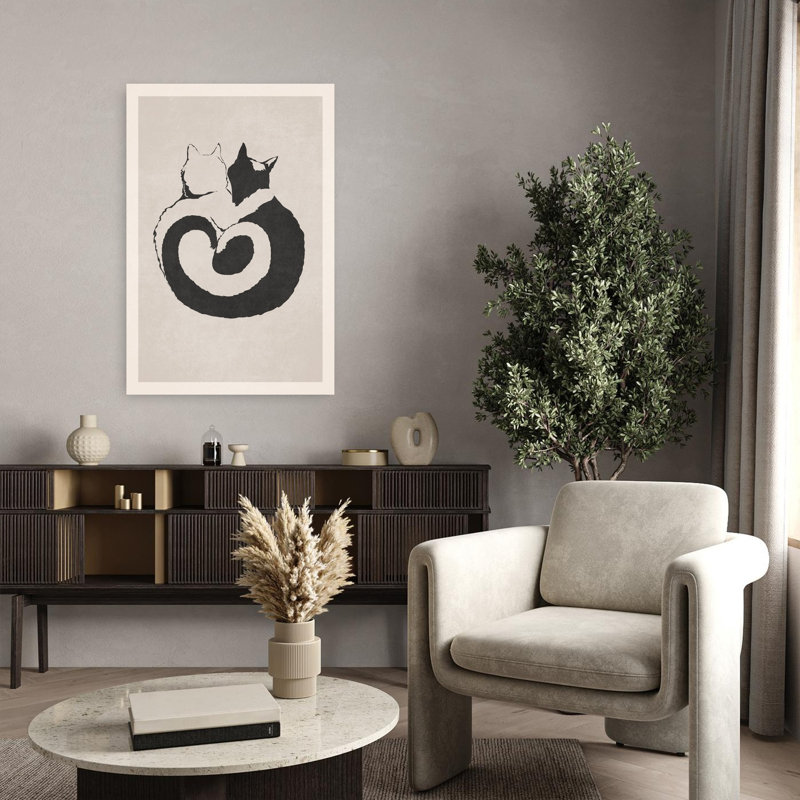 Feline Yin Yang by Emel Tunaboylu - Wrapped Canvas Print, 91.44 cm H x 60.96 cm W