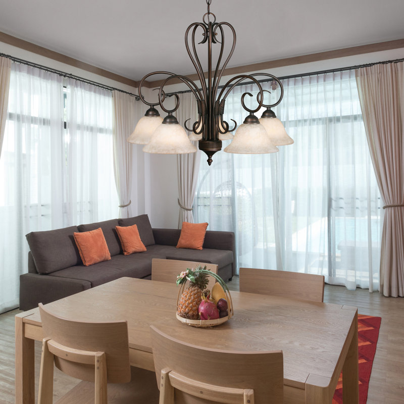 Karcher 5 - Light Steel Dimmable Empire Chandelier, Rubbed Bronze