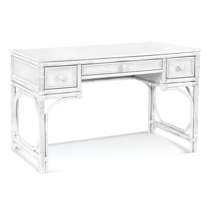 Summer Retreat Solid Wood Top Writing Desk, Frost White