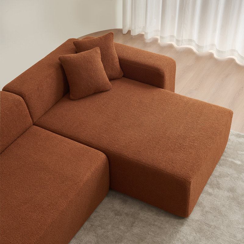 Boneless 105" L-Shape Modern Modular Sectional Sofa With Chaise, No Assembly Required Sectional Couch, Beige Lamb Fabric