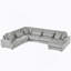 Canapé modulaire surdimensionné de 129 po en forme de U de 129 po Canapé moderne recouvert de velours côtelé doux avec une chaise longue pour le salon, gris-1306112678