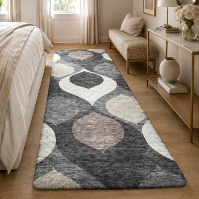 Tapis Dream Shag ADS749 de style moderne du milieu du siècle, lavable à la machine de qualité supérieure