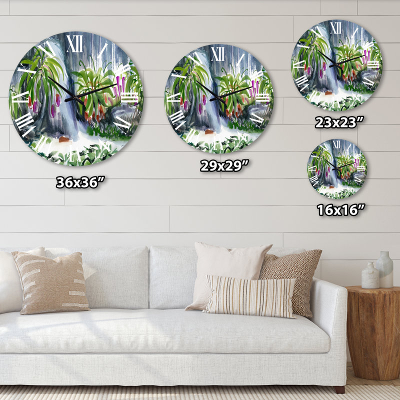 Tropical Plants Oasis - Horloge murale de ferme, Moyenne