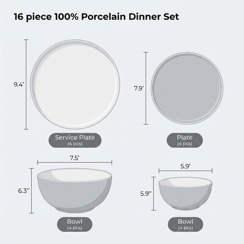 Service de table en porcelaine bicolore bleu et crème Artisan Loft (service de 16 pièces pour 4 personnes)