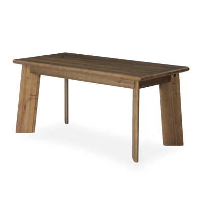 63-Inch Long Rectangular Brown Solid Wood Computer Desk Home Office School Writing Study Conference Table