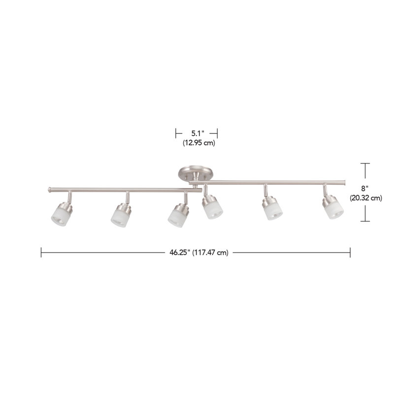 Brushed Nickel 46.25'' 6-Light LED Track Lighting Kit with Frosted Glass Shades