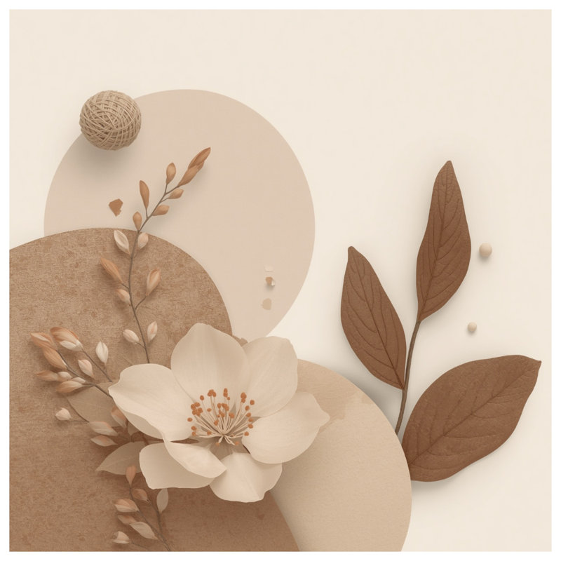 Beige Floral Composition Blankets, 60in W x 80in H