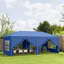3 X 6 M Garden Pop Up Gazebo, Wedding Party Tent Marquee, Water Resistant Awning Canopy With Sidewalls, Windows, Carry Bag, Blue