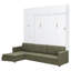 Grand lit escamotable avec canapé et tablettes de rangement - Lit mural peu encombrant pour petits appartements et studios, beige-1764333
