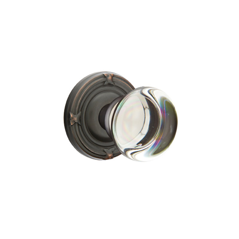 Ensemble de boutons de rangement Emtek avec boutons Ribbon & Reed et verre Providence, Bronze huilé