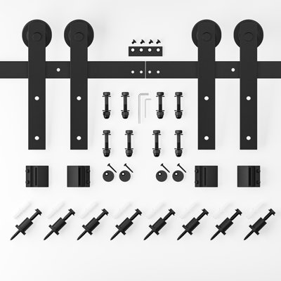 Heavy Duty Sliding Standard Double Door Barn Door Hardware Kit (Not Include Door)