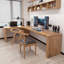 Bureau en bois massif en L Burlywood