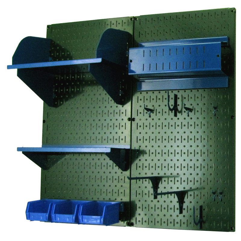 Hobby Craft Pegboard Organizer Storage Kit, Green and Blue