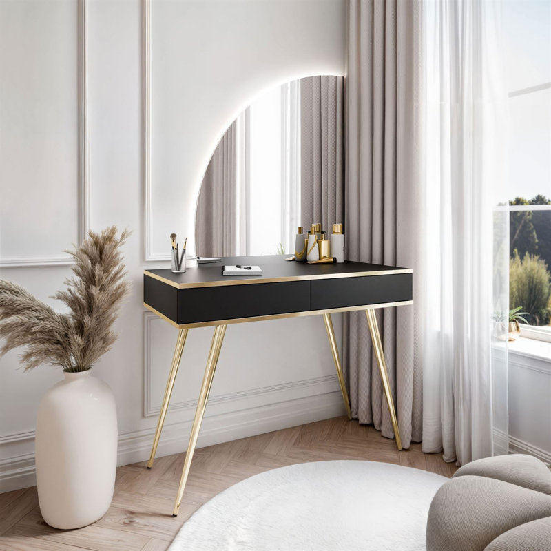 Dressing Table with Mirror, Black