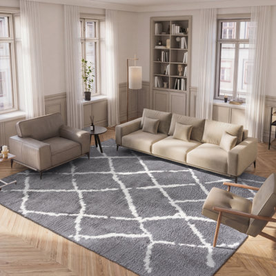 Tapis gris clair / crème Zettie