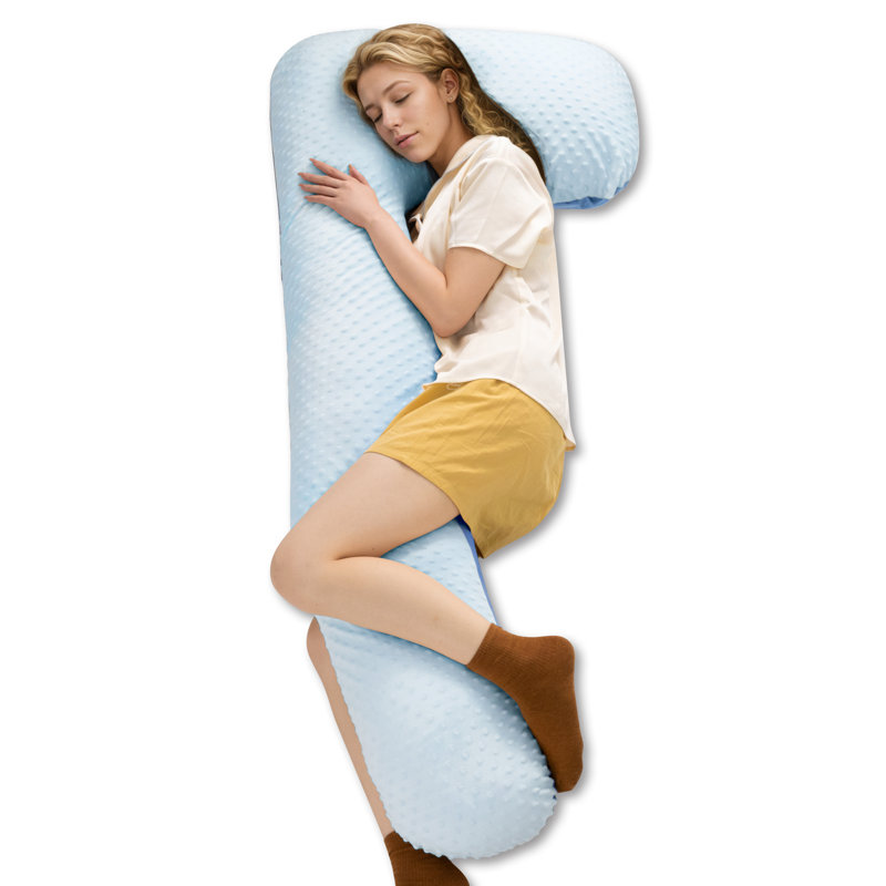  Pregnancy Pillow With Removable Cover, 7-shaped Full Body Maternity Pillow For Side Sleepers 60 Inch -support For Back, Legs, Belly, Hips For Pregnant Women, Blue