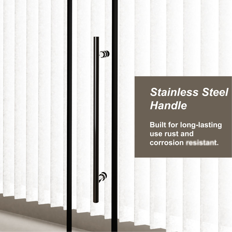 60.In W X 72.In H Single Sliding Shower Door, Tempered Glass, Stainless Steel Handle, Zinc Alloy Rollers, Flair, Matt Black 1/4 Inch Thick Roller Rail, Trendsetting Look,
