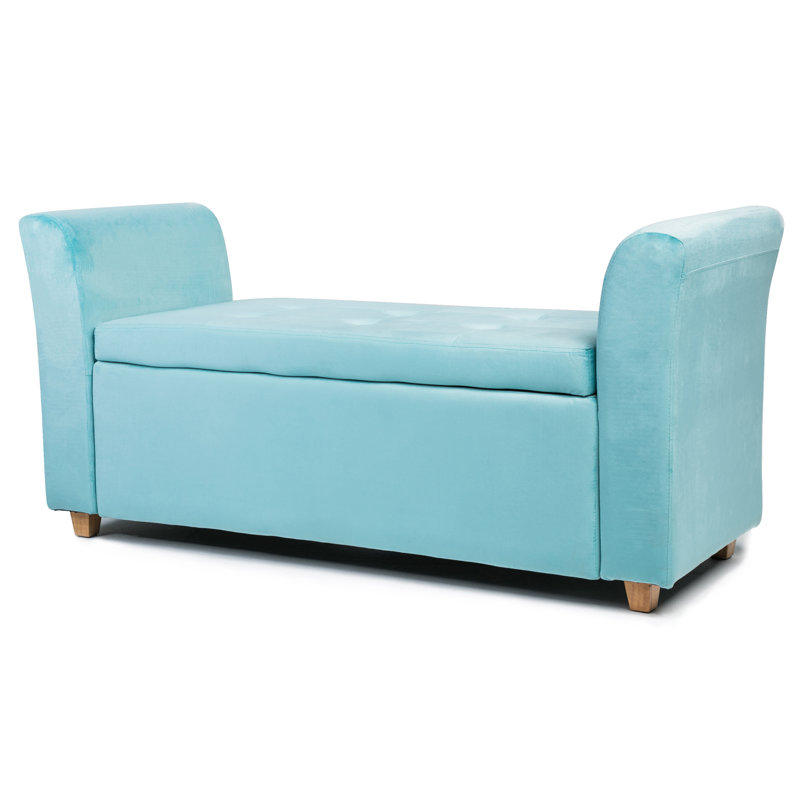 Agee Upholstered Storage Bench, Blue