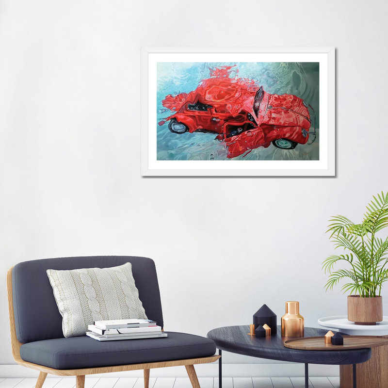 « Red Cox » par Marcello Petisci-impression, H 24 po x l 32 po x P 1 po, Papier encadré blanc, Blanc