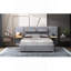 Grand lit plateforme tapissier, deux prises et ports de charge USB des deux côtés, deux coussins de chevet, tablettes de rangement, velours, gris-1719863792