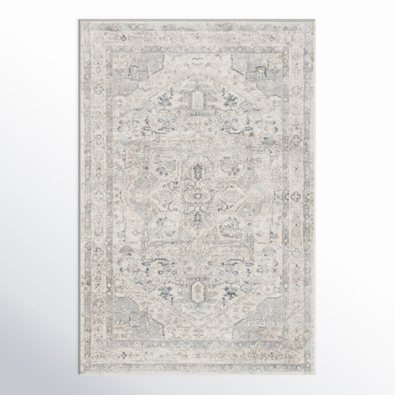 Tapis oriental ivoire / gris Aveon, Rectangle 3 pi x 5 pi