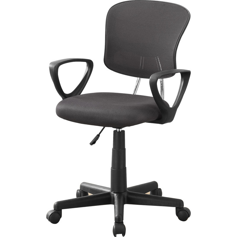 Chaise de bureau Mercile, pivotante, ergonomique, accoudoirs, bureau d'ordinateur, bureau, juvénile, métal, Gris