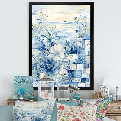 Carreaux botaniques blancs et bleus I - Botanicals Wall Art