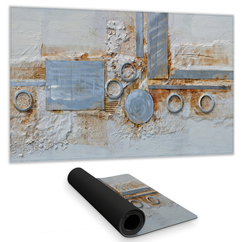Abstract Shape Metal Finish Office Gray Gaming Mat | Home Decor