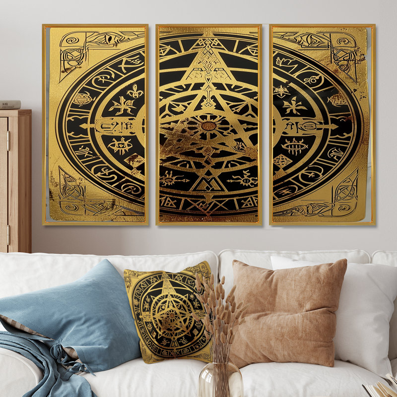 TETETRIA - Boho Mandala, ensemble d'art mural, Cadre flottant doré, H 40 po x l 60 po x P 1 po
