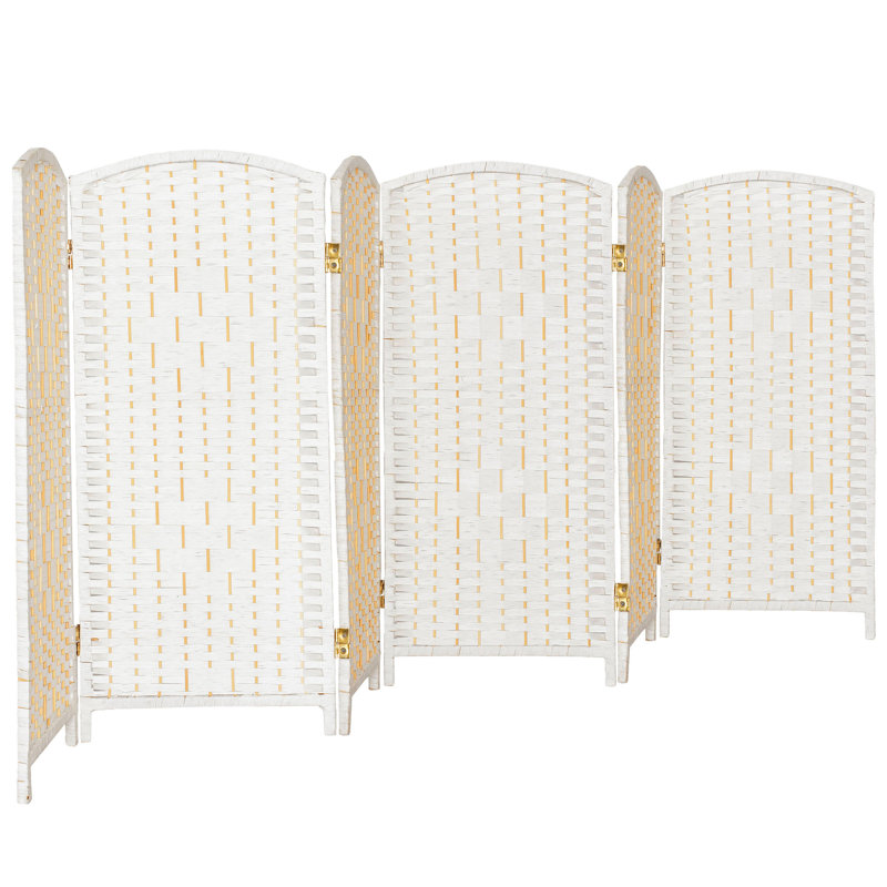 2 Ft. Tall Diamond Weave Fiber Room Divider - Dark Mocha - 8 Panel, 2 ft, 6, White