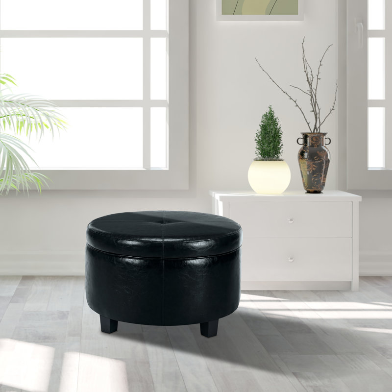 Repose-pieds avec rangement Canek, Similicuir noir