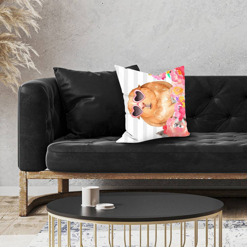 Guinea Pig with Glasses Square Throw Pillow Cover