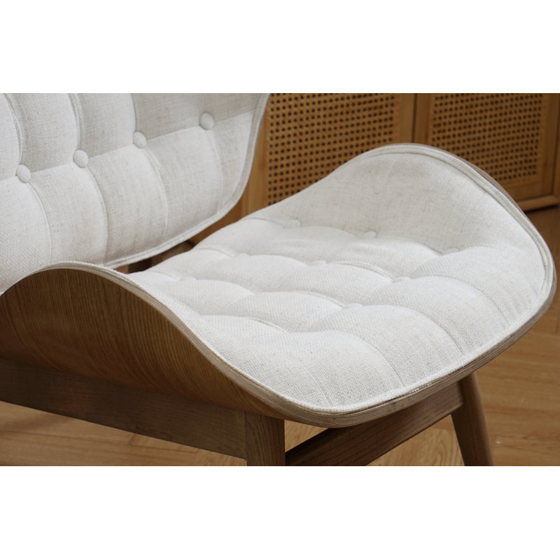 Jeyshan Upholstered Tufted Wingback Chair, Beige Polyester