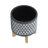 Ceramic 5" Aztec Planter On Wooden Stand, Gray-1610528513