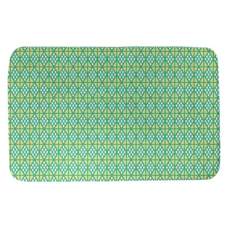 Tapis pour salle de bain diamants Leffel, l 17 po x L 24 po, Vert / Jaune
