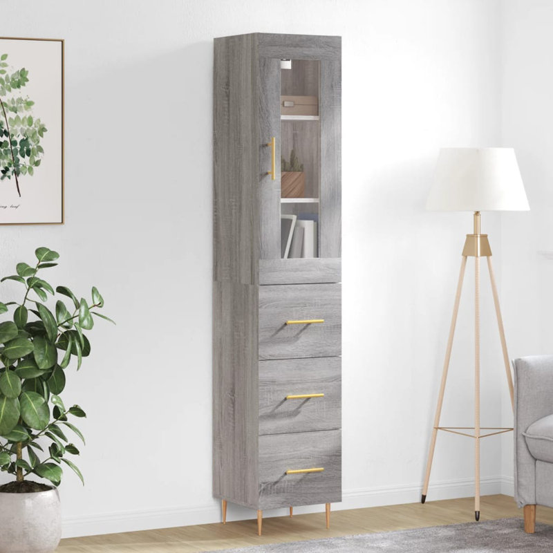 Jona Display Cabinet, Grey Sonoma