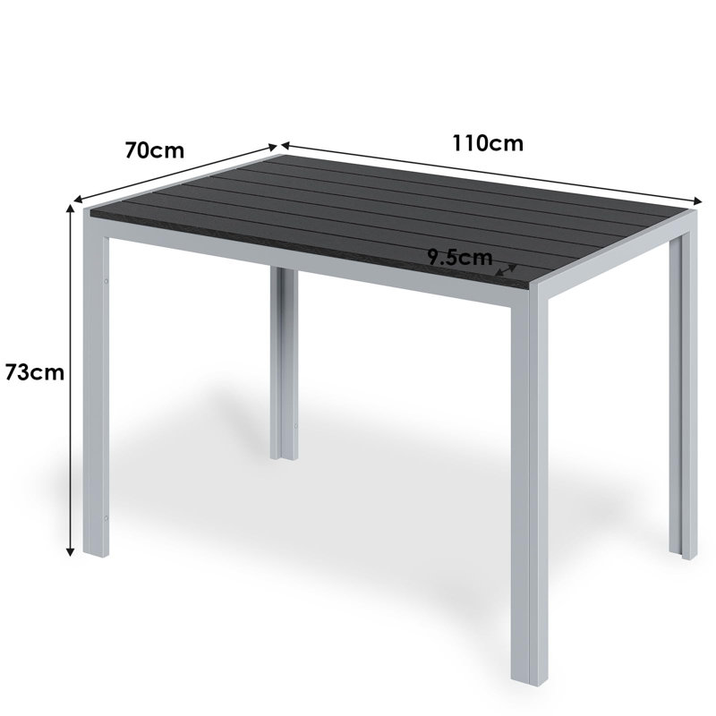 Rectangular 110Cm L Outdoor Balcony Table, Grey