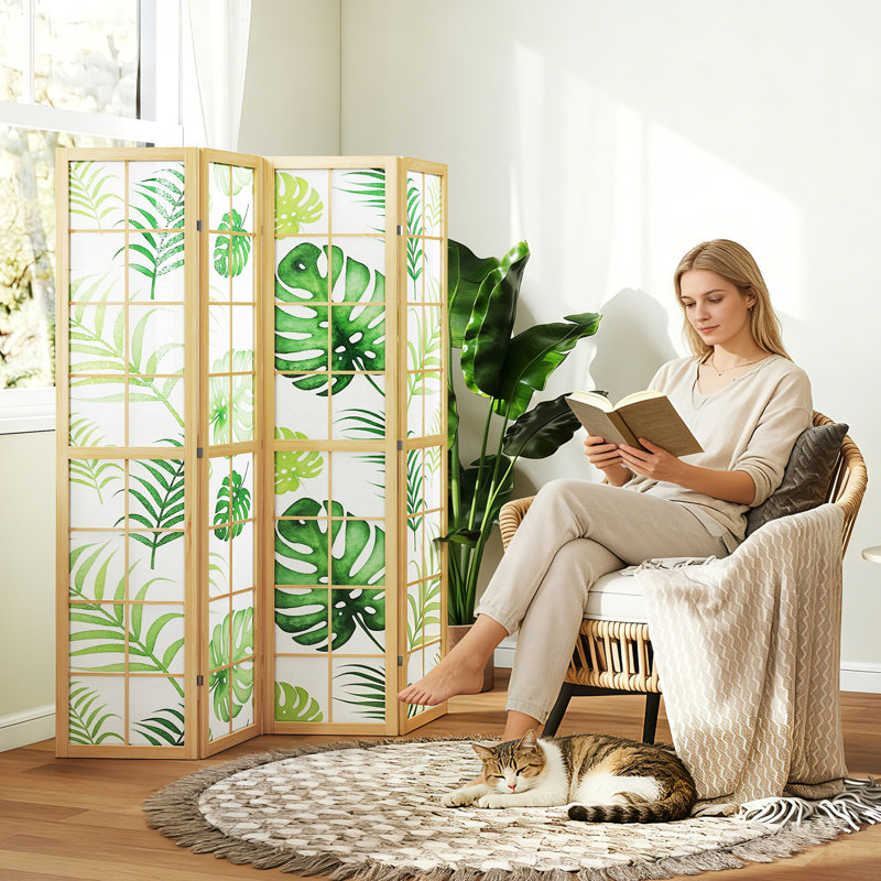 Paravent 4 panneaux pliable, paravent Boho pour le salon