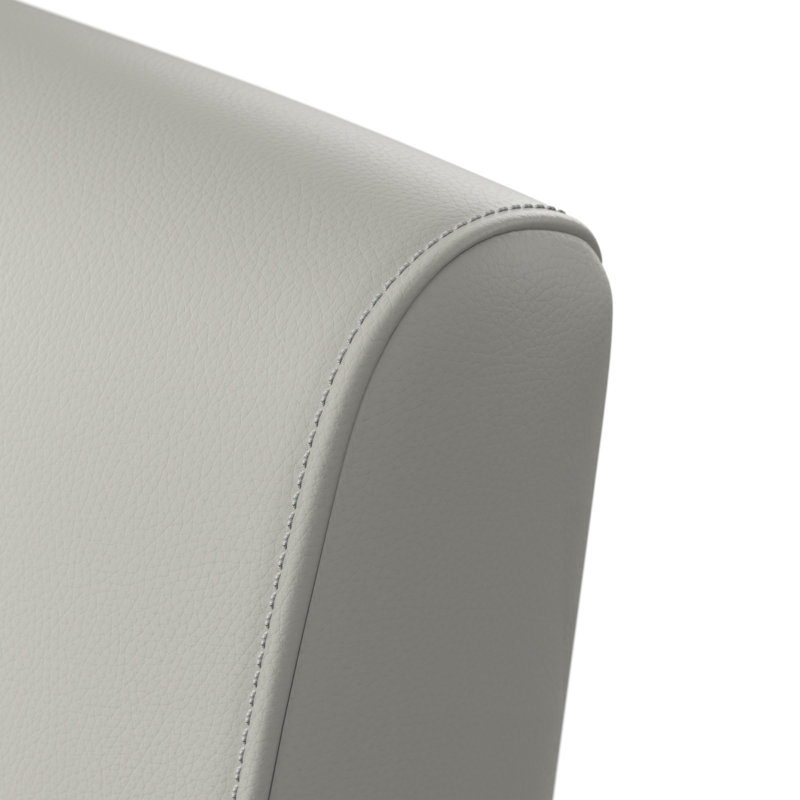 Light Gray Faux Leather Reception Loveseat with Metal Frame and Arms