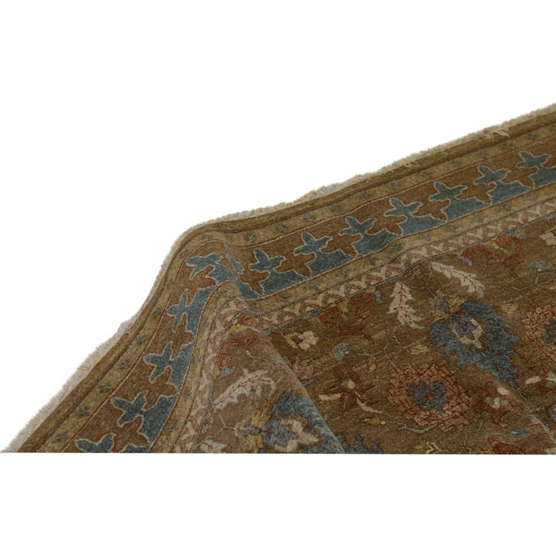 Tapis de couloir brun en laine noué à la main de conception unique 5 pi 3 po x 11 pi 8 po