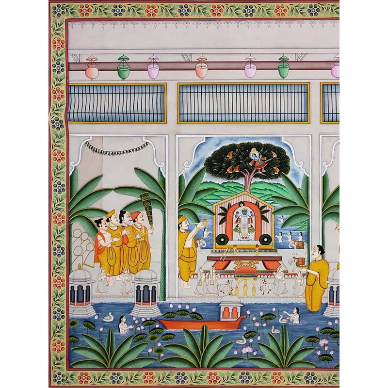 Dieu indou Shrinathji étant vénéré | Art Pichwai | Par Dheeraj Munot