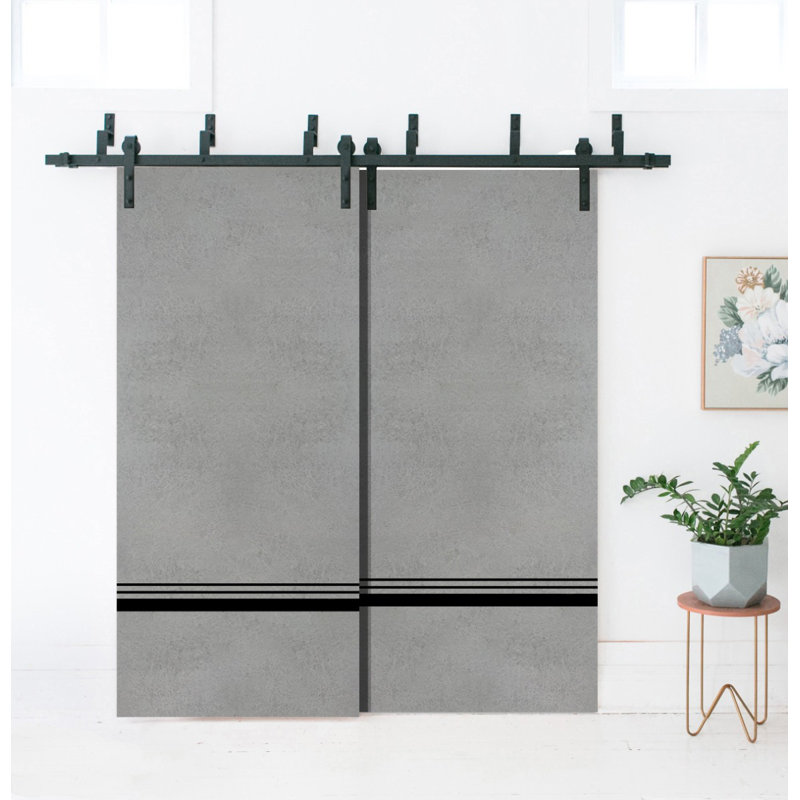 Porte pliante en bois massif massif, Béton, 42 po x 96 po