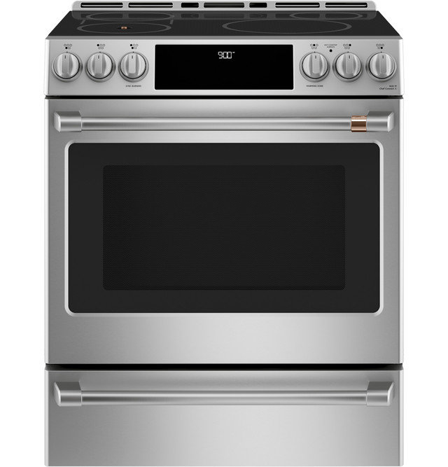 Café 30" 5.7 cu. ft. Smart Slide-in Electric Range with Convection, Induction Cooktop, and In-Oven Camera
